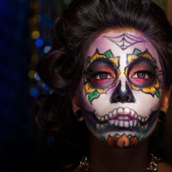 girl dia de los muertos day of the dead face paint style HD wallpapers