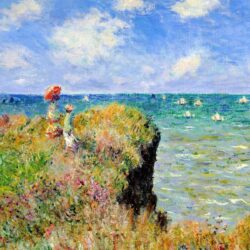 Claude Monet, Painting, Sea, Cliff, France, Parasol, Classic art