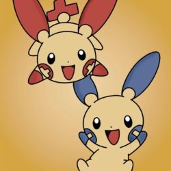 Plusle and Minun! Wallpaper! by Animebirdy