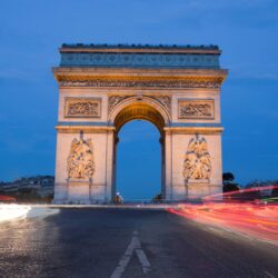Arc De Triomphe From Paris At Twilight Wallpapers Desktop Backgrounds
