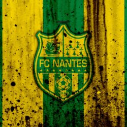 Download wallpapers FC Nantes, 4k, logo, Ligue 1, stone texture