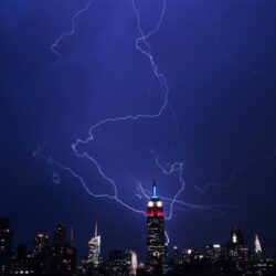 Storm empire state building lightning bolts wallpapers