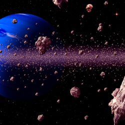 Asteroid Belt With Meteors Threat For Blue Planet Digital Art