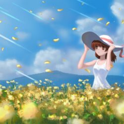 Download Furukawa Nagisa, Clannad, Field, Hat, Clouds