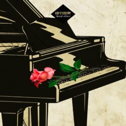 Free Shipping Custom 3D Music Bar Wallpapers Rose Piano Retro