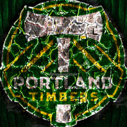 Download wallpapers Portland Timbers FC, scorched logo, MLS, green