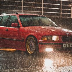 BMW e36 Touring red BBS rain tuning wallpapers