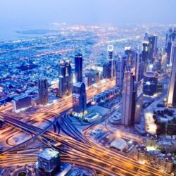dubai dubai road panorama united arab emirates building night city