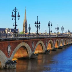 Wallpapers France Bordeaux Bridges Rivers Street lights Cities