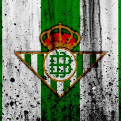 Download wallpapers Real Betis, 4k, grunge, La Liga, stone texture