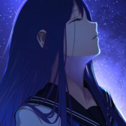 Anime Girl And Night Stars Resolution Wallpapers