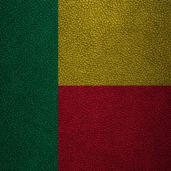 Download wallpapers Flag of Benin, leather texture, 4k, Benin flag