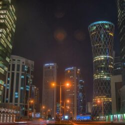 Picture Doha Qatar Street Night Skyscrapers Cities Houses