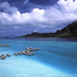 Aerial View Of The Island Of Bora Bora French Polynesia Sunset Wallpapers