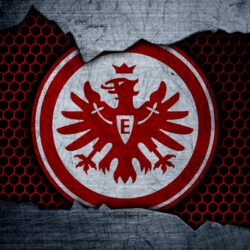 Download wallpapers Eintracht, 4k, logo, Bundesliga, metal texture