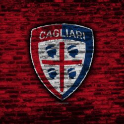 Download wallpapers Cagliari FC, 4k, logo, brick wall, Serie A