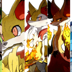 braixen, chesnaught, chespin, delphox, fennekin, and others
