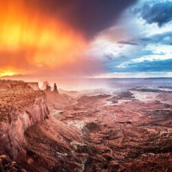 sunrise, canyon, blue, storm, white, sky, erosion, desert, red
