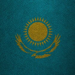 Download wallpapers Flag of Kazakhstan, 4k, leather texture