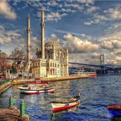 Beaches: Turkey Sea Mosque Boat Ortakoy Istanbul 8k Beach Wallpapers