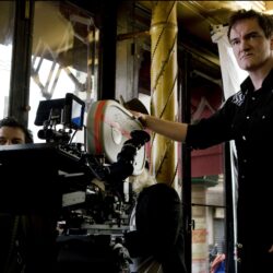 Quentin Tarantino on the set of his film Inglourious Basterds