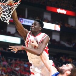 Watch Clint Capela dunk on Spencer Hawes’ head