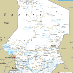 Detailed Clear Large Road Map of Chad