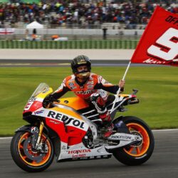 Marc Marquez With Flag Celebrate Wallpapers Wallpapers Themes