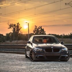 bmw e90 deep concave bmw tuning drives sunset railroad HD wallpapers