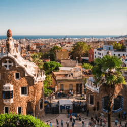 Barcelona, Spain, Time Lapse View of Park Guell and Barcelona