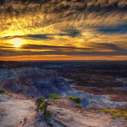 Download Wallpapers Petrified forest, Arizona, Sunset