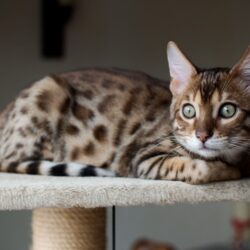 Beautiful Bengal cat saw someone wallpapers and image