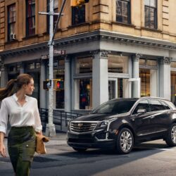 Wallpapers Cadillac XT5 Street Cities Cars Girls download photo