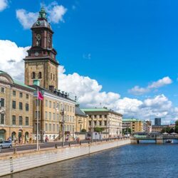 Image Sweden Gothenburg Bridges Sky Street Rivers Cities Houses