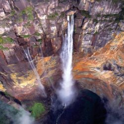 angel falls venezuela waterfall mountain cliff nature mist wallpapers