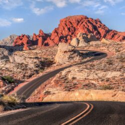 road, Mountain, Desert, Clouds, Warm Colors, Landscape, Nevada
