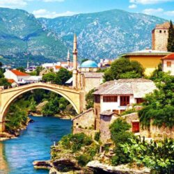 Old Town Mostar In Bosnia And Herzegovina Old Stone Bridge Over