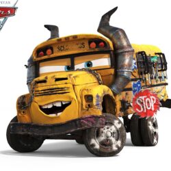 Wallpapers Cars 3 Bus school bus Cartoons White backgrounds