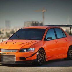 Orange Mitsubishi Lancer Evolution IX Pavement HD Wallpapers