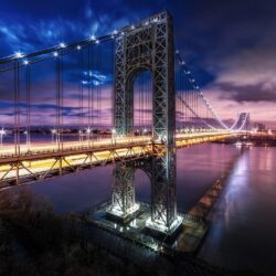 Bridge photo during nigh time HD wallpapers