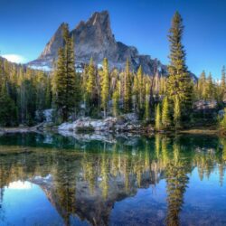 trees, Idaho, lake, mountain, landscape, reflection
