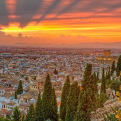 Spain cityscapes nature sunset trees wallpapers