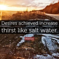 Milarepa Quote: “Desires achieved increase thirst like salt water