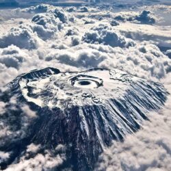 Mount Kilimanjaro Crater Over Clouds From The Air wallpapers