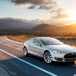Tesla Model S in Silver, Desert Road ❤ 4K HD Desktop Wallpapers for