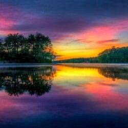 sunrise, Colorful, Lake, Island, Nature, Landscape, Reflection