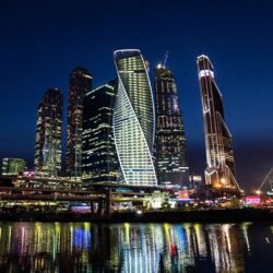 Wallpapers Moscow Russia Night Rivers Skyscrapers Cities