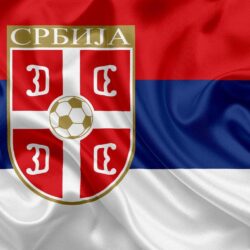 Download wallpapers Serbia national football team, emblem, logo