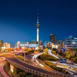 Download Wallpapers road auckland night city new zealand sky