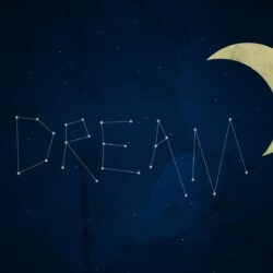 typography, dreams, night sky, Constellations, crescent moon